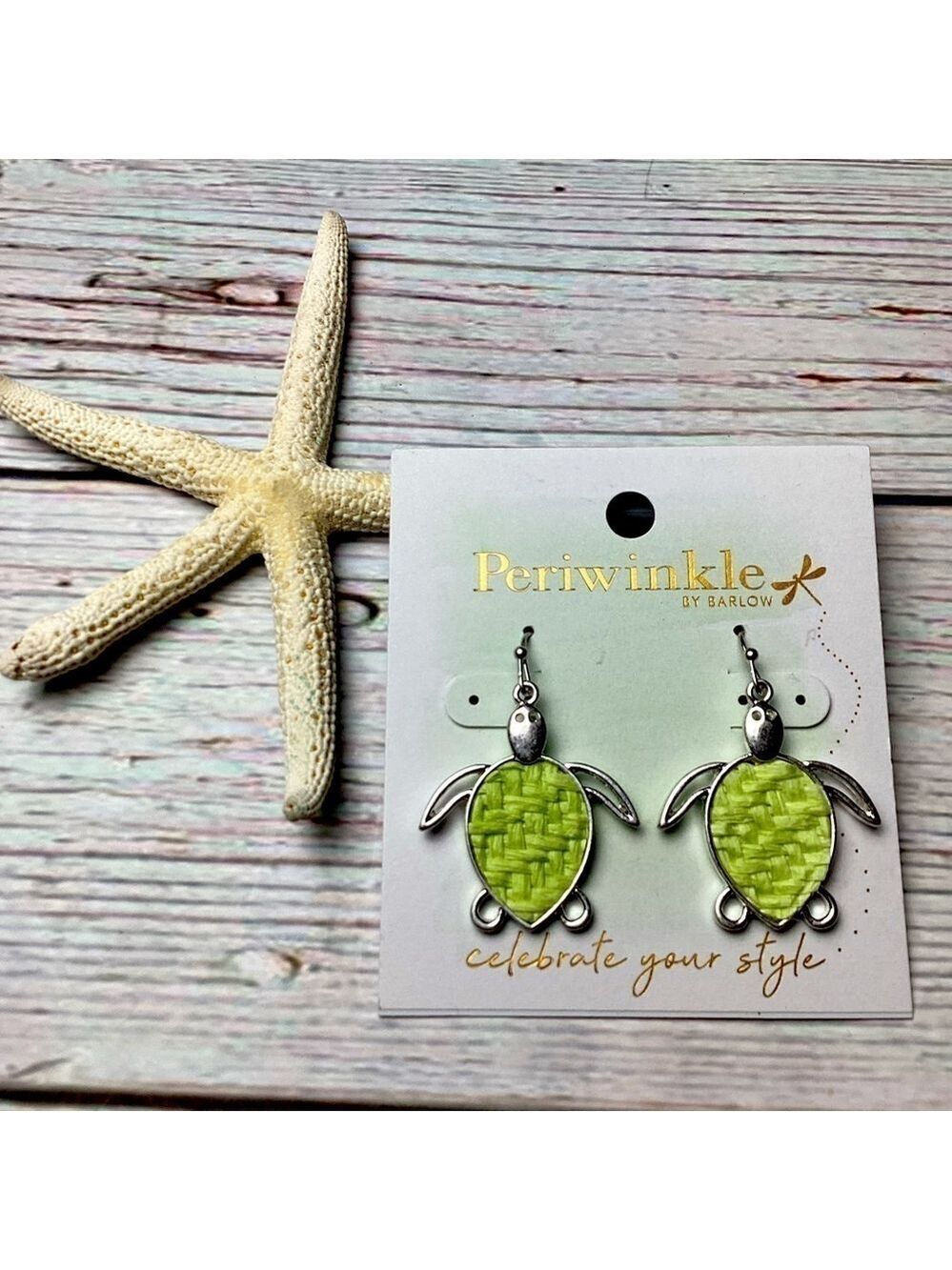 NEW PERIWINKLE BY BARLOW TURTLES EARRING SILVER GREEN LIME BEACH VACATION SUMMER